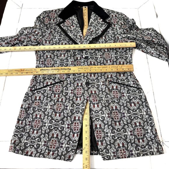 After Six Grey Red  Brocade Tuxedo Prom Formal Jacket Vintage Authentic 70’s NWT - Picture 10 of 14